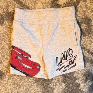 Gray Kids' Lightning Car Graphic Shorts with Red Accent